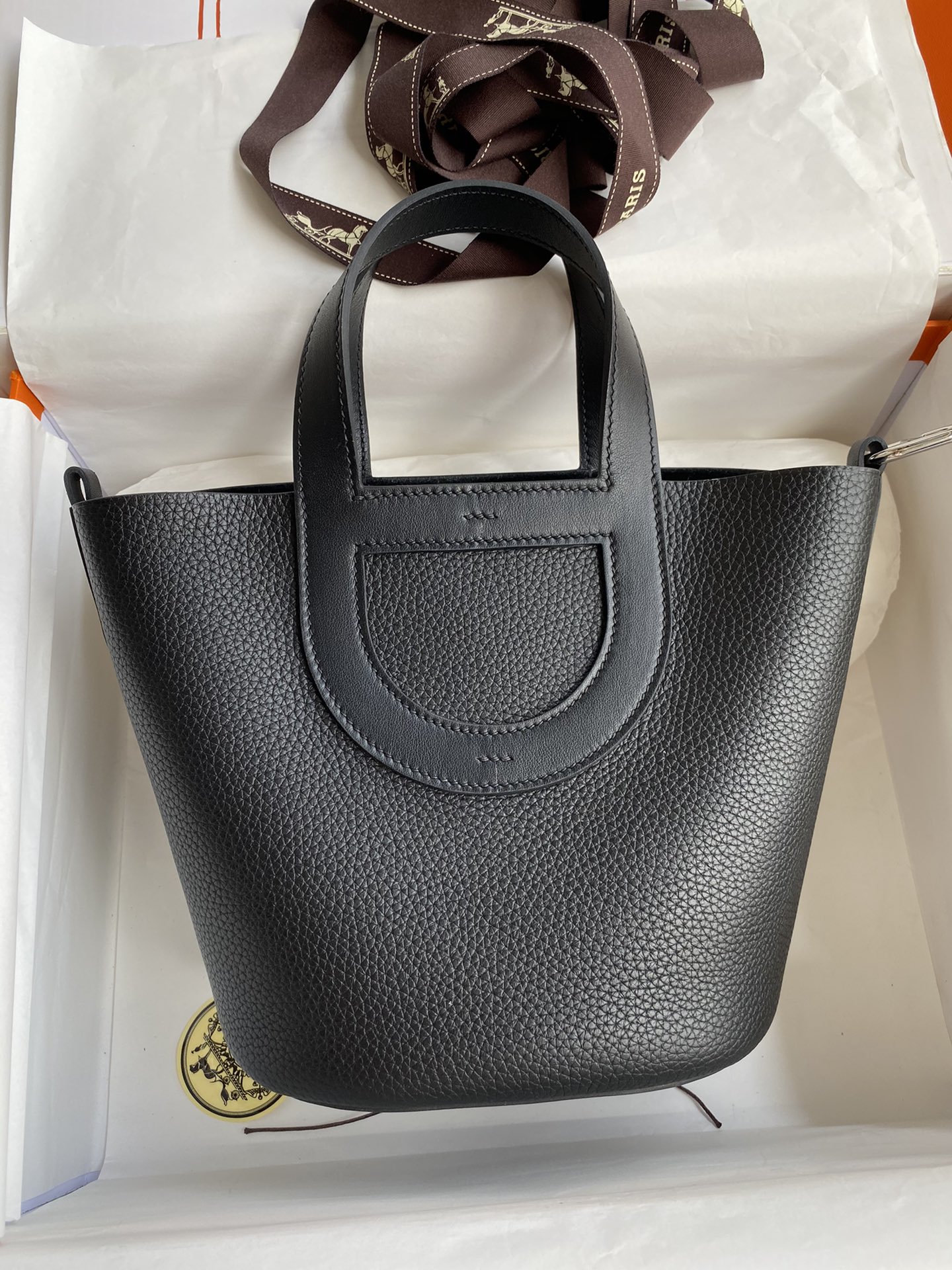 Hermes In The Loop 18 Bag In Black Clemence Leather